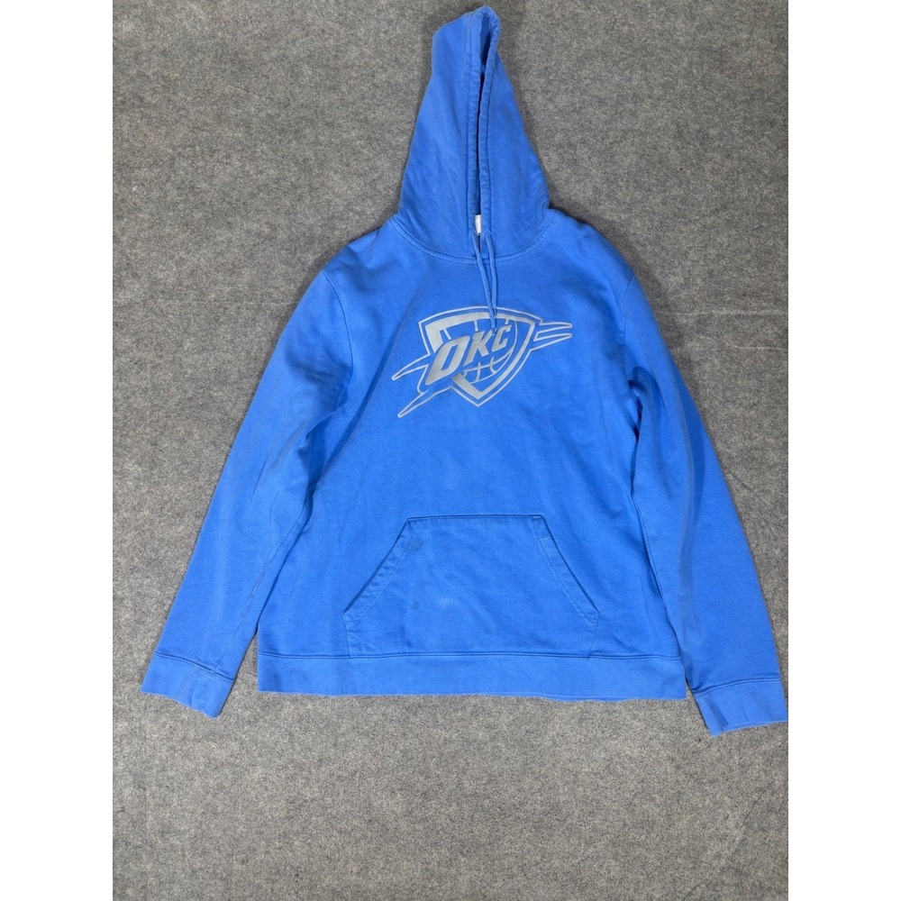 Majestic OKC Oklahoma City Thunder Hoodie Mens 2XL Blue Fleece Pullover 2016